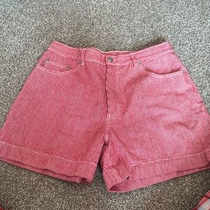 Red and white striped shorts